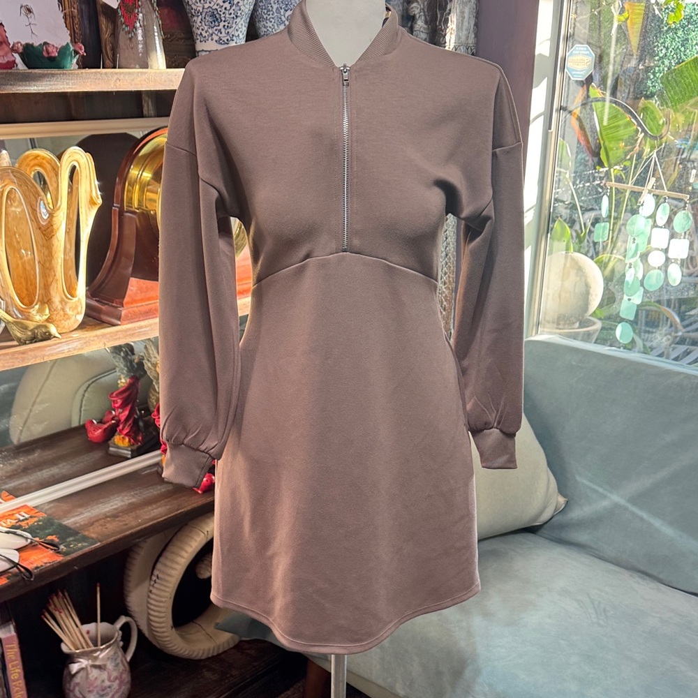 Scoop NYC Chocolate Long Sleeve Dress